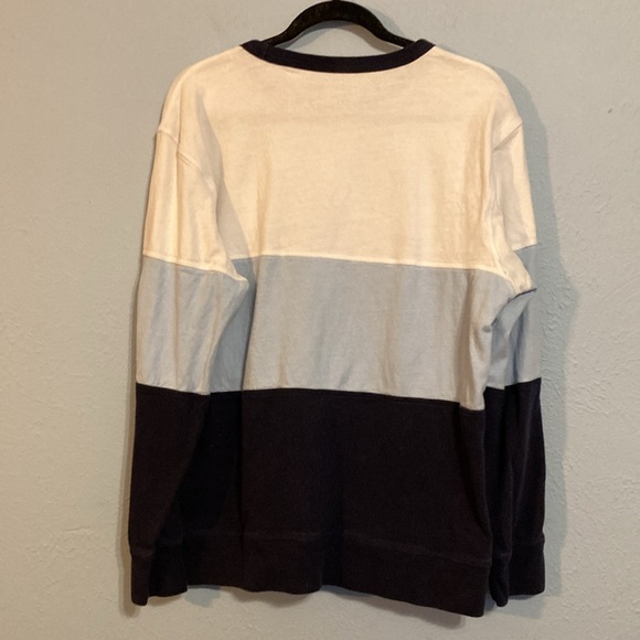 American Eagle Mens Size L Rugby Stripe Colorblock Blue White Long Sleeve Shirt - Picture 4 of 10